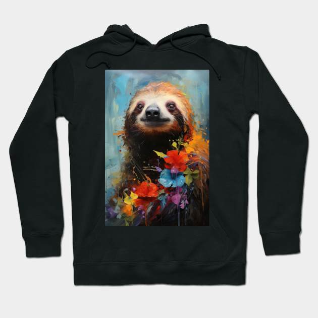 Sloth Portrait Painting Hoodie by JensenArtCo